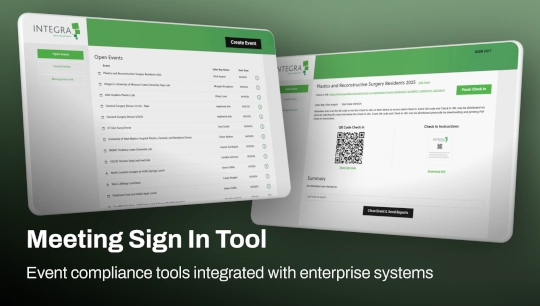 Healthcare event compliance software dashboard.